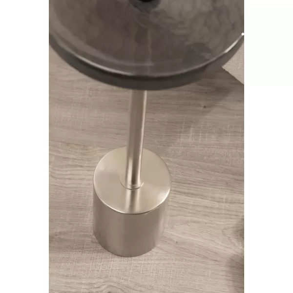 Kate and Laurel Xyler Modern Round Metal and Glass Drink Table 10 x 10 x 24 Clear Glass and Antique Brass Transitional Plant Pedestal Table for Use as Indoor Plant Stand or Small Bathtub TableSilver