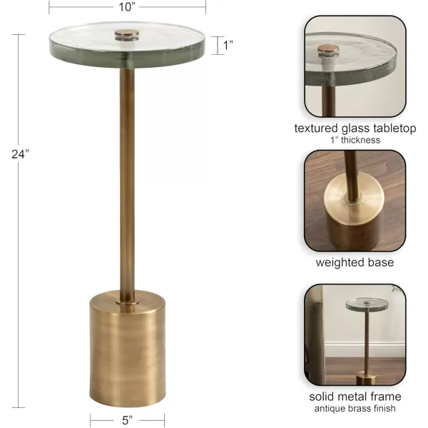Kate and Laurel Xyler Modern Round Metal and Glass Drink Table 10 x 10 x 24 Clear Glass and Antique Brass Transitional Plant Pedestal Table for Use as Indoor Plant Stand or Small Bathtub TableGold