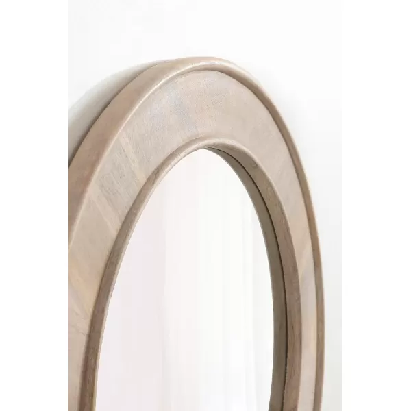 imageKate and Laurel Yahna Pieced Wood Round Wall Mirror 28 Inch Diameter Natural Brown Transitional Decorative Circle Bathroom Mirror with Solid Mango Wood FrameWhite