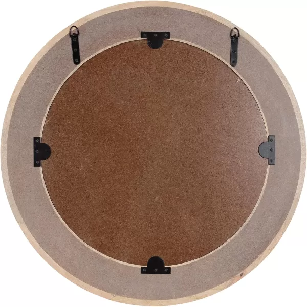 imageKate and Laurel Yahna Pieced Wood Round Wall Mirror 28 Inch Diameter Natural Brown Transitional Decorative Circle Bathroom Mirror with Solid Mango Wood FrameWhite