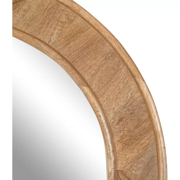 imageKate and Laurel Yahna Pieced Wood Round Wall Mirror 28 Inch Diameter Natural Brown Transitional Decorative Circle Bathroom Mirror with Solid Mango Wood FrameNatural