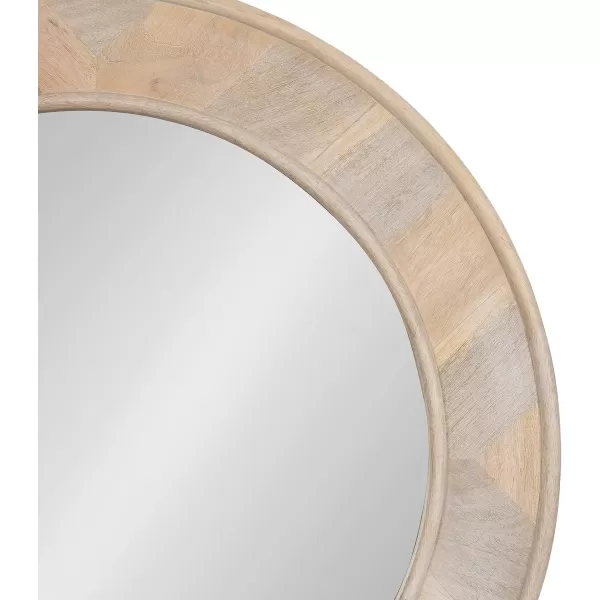 imageKate and Laurel Yahna Pieced Wood Round Wall Mirror 28 Inch Diameter Natural Brown Transitional Decorative Circle Bathroom Mirror with Solid Mango Wood FrameWhite