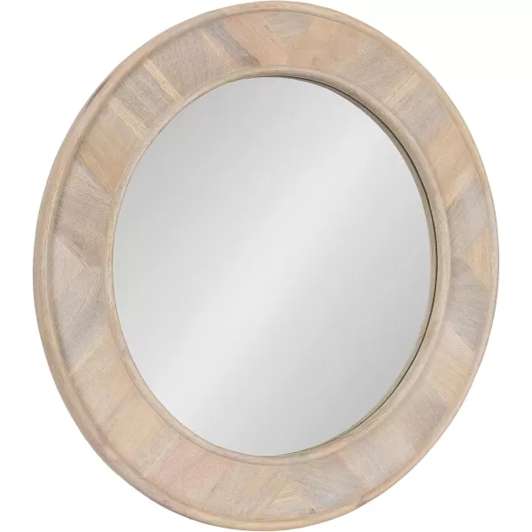 imageKate and Laurel Yahna Pieced Wood Round Wall Mirror 28 Inch Diameter Natural Brown Transitional Decorative Circle Bathroom Mirror with Solid Mango Wood FrameWhite