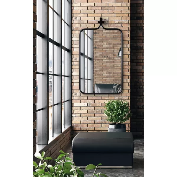imageKate and Laurel Yitro Modern Rectangle Wall Mirror 20 x 35 Black Decorative Industrial Mirror for WallBlack