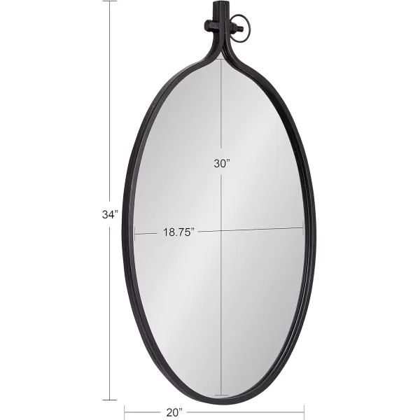 Kate and Laurel Yitro Oval Metal Framed Wall Mirror 20 x 34 Gold Glamorous Industrial Accent Mirror for WallBlack