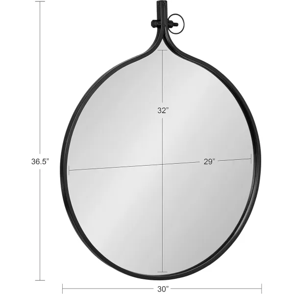 Kate and Laurel Yitro Oval Metal Framed Wall Mirror 20 x 34 Gold Glamorous Industrial Accent Mirror for WallBlack