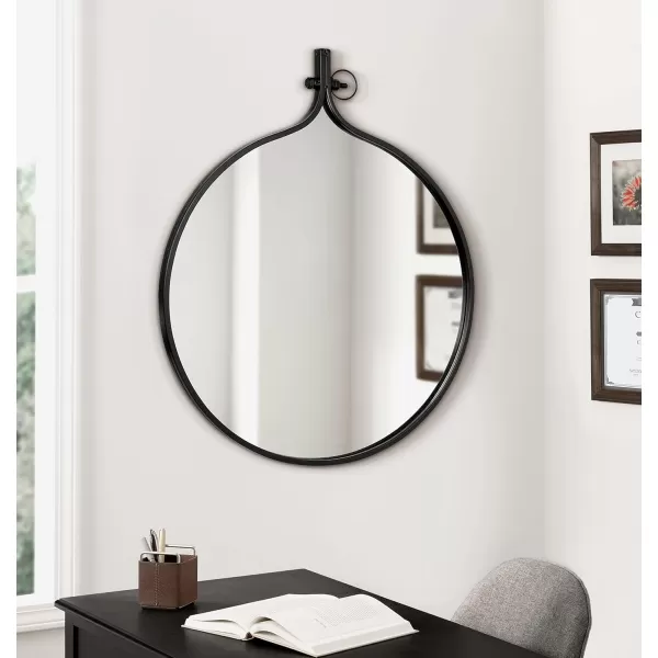 Kate and Laurel Yitro Oval Metal Framed Wall Mirror 20 x 34 Gold Glamorous Industrial Accent Mirror for WallBlack