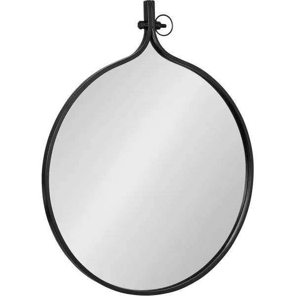 Kate and Laurel Yitro Oval Metal Framed Wall Mirror 20 x 34 Gold Glamorous Industrial Accent Mirror for WallBlack