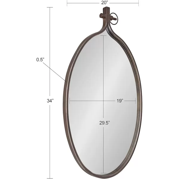 Kate and Laurel Yitro Oval Metal Framed Wall Mirror 20 x 34 Gold Glamorous Industrial Accent Mirror for WallBronze