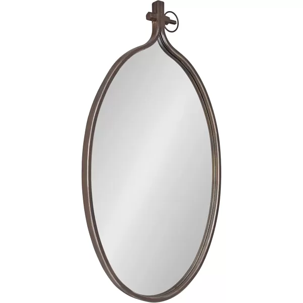 Kate and Laurel Yitro Oval Metal Framed Wall Mirror 20 x 34 Gold Glamorous Industrial Accent Mirror for WallBronze