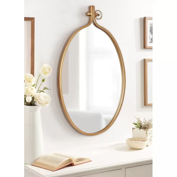 Kate and Laurel Yitro Oval Metal Framed Wall Mirror 20 x 34 Gold Glamorous Industrial Accent Mirror for WallGold