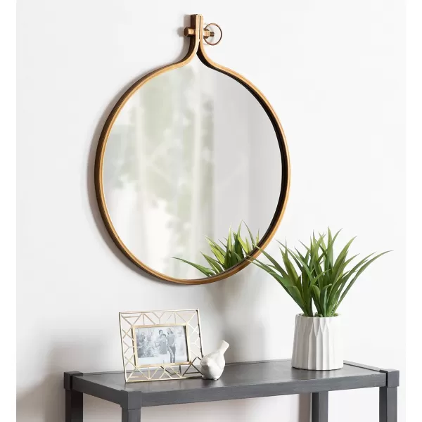 Kate and Laurel Yitro Oval Metal Framed Wall Mirror 20 x 34 Gold Glamorous Industrial Accent Mirror for WallGold