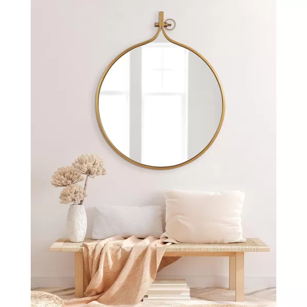 Kate and Laurel Yitro Oval Metal Framed Wall Mirror 20 x 34 Gold Glamorous Industrial Accent Mirror for WallGold