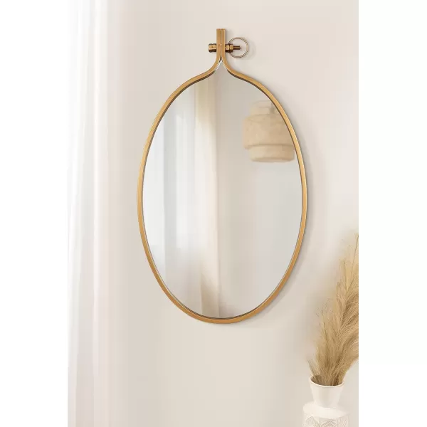 Kate and Laurel Yitro Oval Metal Framed Wall Mirror 20 x 34 Gold Glamorous Industrial Accent Mirror for WallGold