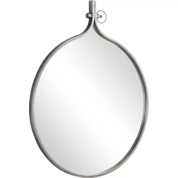 Kate and Laurel Yitro Oval Metal Framed Wall Mirror 20 x 34 Gold Glamorous Industrial Accent Mirror for WallGrey