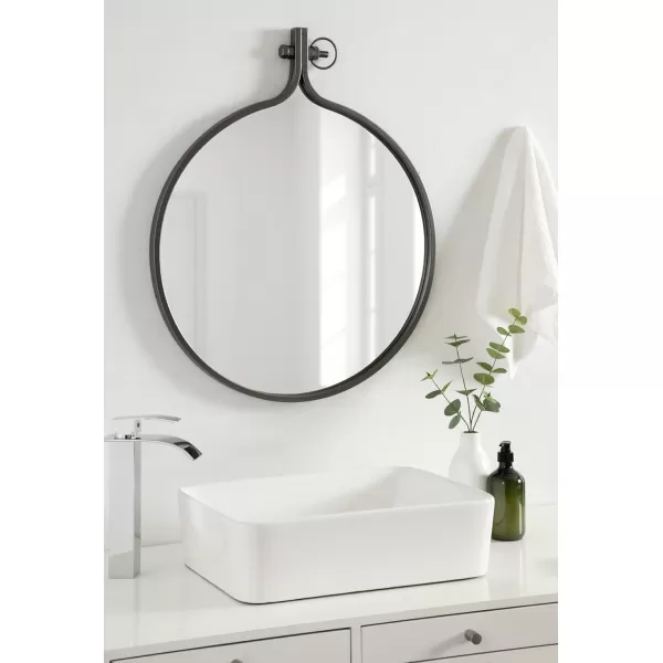 Kate and Laurel Yitro Oval Metal Framed Wall Mirror 20 x 34 Gold Glamorous Industrial Accent Mirror for WallGrey