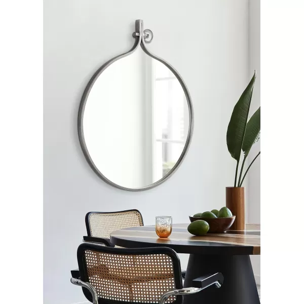 Kate and Laurel Yitro Oval Metal Framed Wall Mirror 20 x 34 Gold Glamorous Industrial Accent Mirror for WallGrey