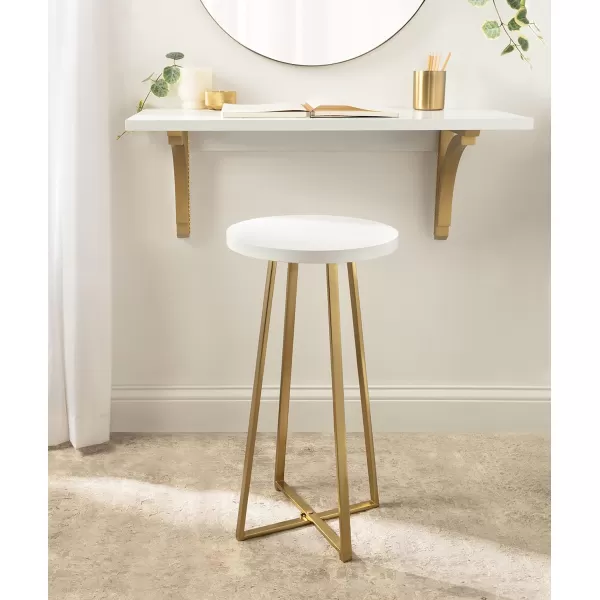 Kate and Laurel Zia Modern Counter Stool 13 x 13 x 25 White and Gold Decorative Contemporary Stool for KitchenWhite