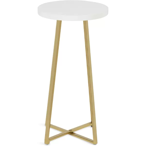 Kate and Laurel Zia Modern Counter Stool 13 x 13 x 25 White and Gold Decorative Contemporary Stool for KitchenWhite