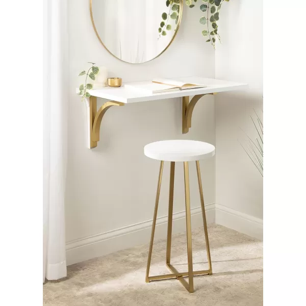 Kate and Laurel Zia Modern Counter Stool 13 x 13 x 25 White and Gold Decorative Contemporary Stool for KitchenWhite