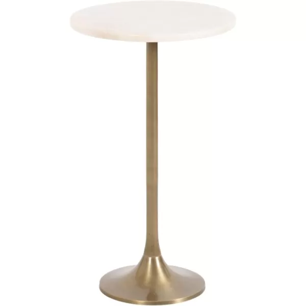 Kate and Laurel Baronet Glam Marble Round Side Table 14 x 14 x 24 Black Marble and Gray Gunmetal Marble Top Circle End Table for Use as a Bedroom Nightstand or Living Room Plant Stand OptionWhiteGold