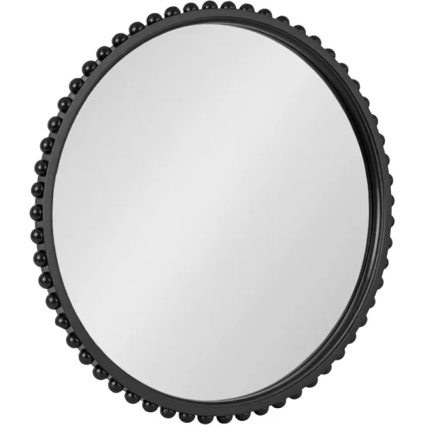 Kate and Laurel Beadbrook Modern Round Beaded Wall Mirror 24 Inch Diameter Natural Rustic Transitional Circle Mirror for Use as Bathroom Mirror or Entryway Mirror DecorBlack