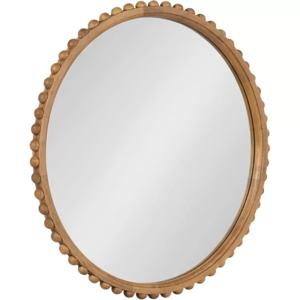 Kate and Laurel Beadbrook Modern Round Beaded Wall Mirror 24 Inch Diameter Natural Rustic Transitional Circle Mirror for Use as Bathroom Mirror or Entryway Mirror DecorRustic Brown