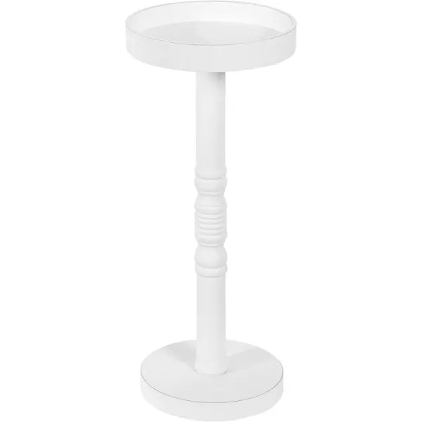 Kate and Laurel Bellport Farmhouse Round Drink Table 10 x 10 x 22 Natural Rustic Decorative Coastal Martini Table for Use as Charming Indoor Plant Stand or Living Room Pedestal TableWhite