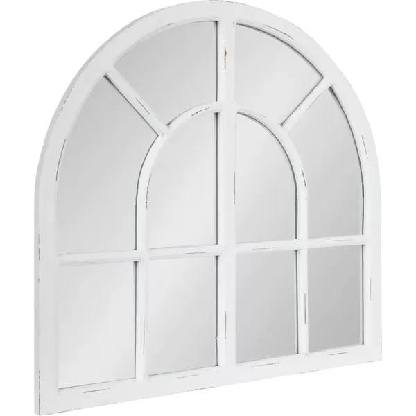 Kate and Laurel Boldmere Modern Farmhouse Wide Windowpane Arched Mirror 30 x 29 Rustic Brown Decorative Vintage Inspired Window Mirror for Farmhouse Wall DecorWhite