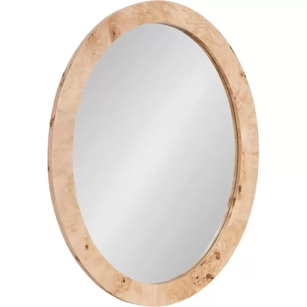 imageKate and Laurel Burlock Modern Burlwood Oval Mirror 22 x 28 Natural Wood Transitional Wide Round Mirror for Use as Vanity Bathroom Mirror or Fireplace Mantel Mirror