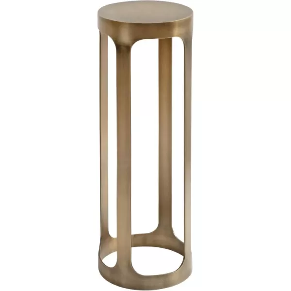 Kate and Laurel Dahl Modern Metal Round Outdoor Drink Table 8 x 8 x 23 Antique Brass Circle Accent Pedestal Patio Mini Table for Use as Living Room Plant Stand or Small Bedroom NightstandGold
