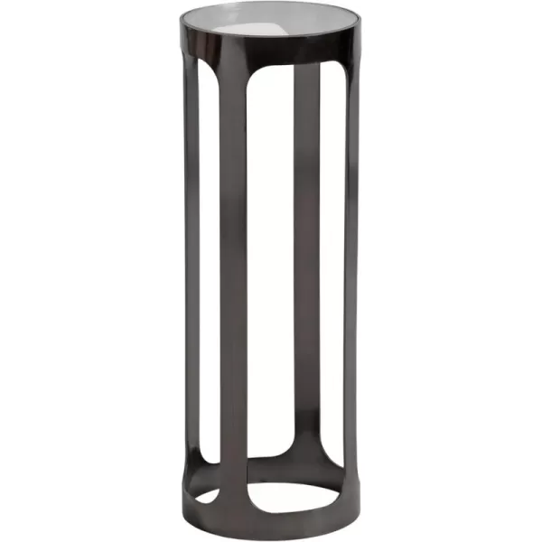 Kate and Laurel Dahl Modern Metal Round Outdoor Drink Table 8 x 8 x 23 Antique Brass Circle Accent Pedestal Patio Mini Table for Use as Living Room Plant Stand or Small Bedroom NightstandPewter