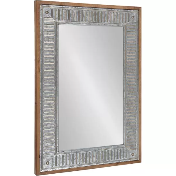 Kate and Laurel Deely Farmhouse Wood and Metal Wall Mirror Rustic BrownRustic Brown