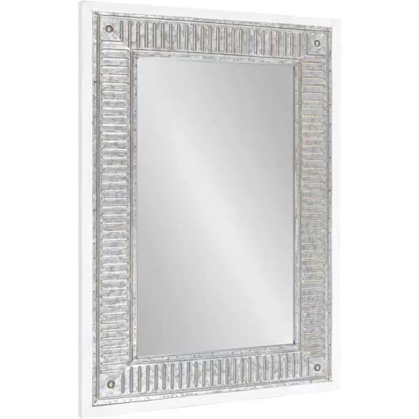 Kate and Laurel Deely Farmhouse Wood and Metal Wall Mirror Rustic BrownWhite