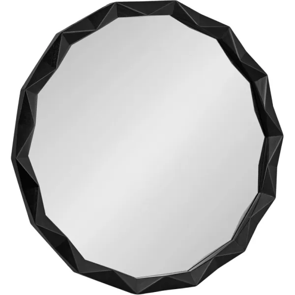 Kate and Laurel Endicott Modern Geometric Round Wall Mirror 26 Inch Diameter Black Transitional Faceted Wood Circle Mirror for Use as Bathroom Mirror for Over Sink or Cute Nursery MirrorBlack