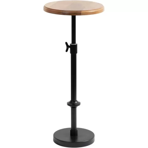 Kate and Laurel Engles Modern AdjustableHeight Pedestal Drink Table 10 x 10 x 30 Walnut Brown and Brass MidCentury Round Indoor Metal Plant Stand with Solid Wood TabletopNaturalBlack