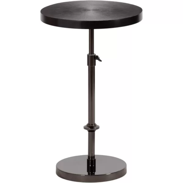 Kate and Laurel Engles Traditional AdjustableHeight Pedestal Side Table 14 x 14 x 30 Antique Brass Vintage Round Indoor Metal Plant Stand with Embossed Pattern for Use as Bedroom NightstandBlack
