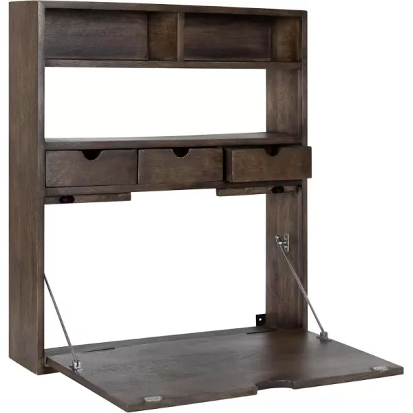 Kate and Laurel Georgie Rustic Wood Floating Desk 26 x 6 x 30 Rustic Brown Bohemian Computer Desk for Home Office with Folding DesignRustic Brown