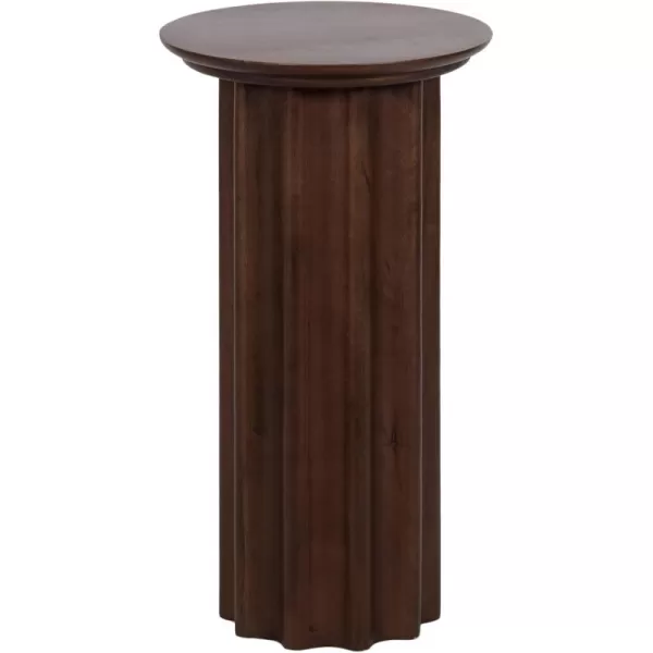 Kate and Laurel Gierson Modern Wooden Round Side Table 12 x 12 x 22 Dark Brown Transitional Scalloped Wood End Table for Use as Bedroom Nightstand or Living Room Accent TableDark Brown