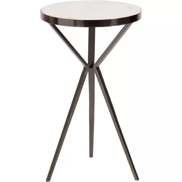Kate and Laurel Gribben Modern Round Marble Side Table 14 x 14 x 24 White and Gray Gunmetal TripodBase Bedside Table for Display and Storage as a Bedroom Nightstand or Living Room Accent