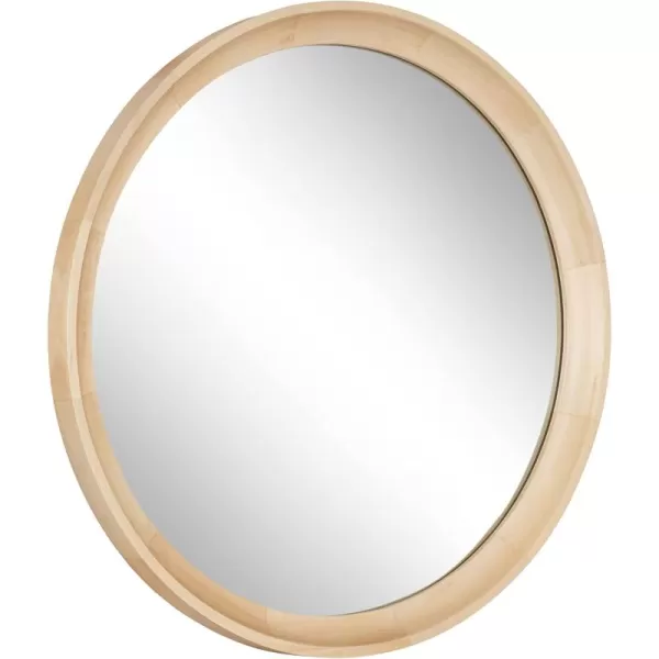 imageKate and Laurel Hatherleigh Modern Round Wooden Wall Mirror 34Inch Diameter Natural Wood Decorative Wood Circle Mirror for Use in Bathroom Entryway or BedroomNatural