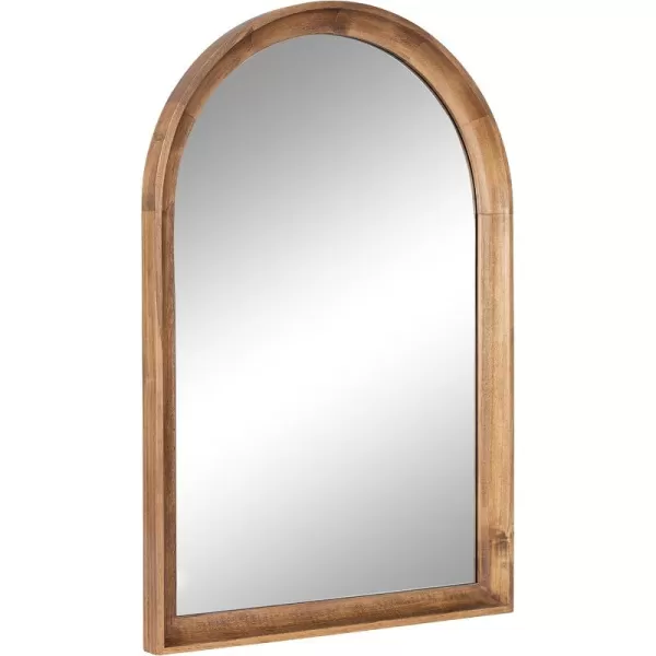 Kate and Laurel Hatherleigh Modern Transitional Arched Wooden Wall Mirror 24 x 36 Rustic Brown Decorative Wood Arch Mirror for Use in Bathroom Entryway or BedroomRustic Brown