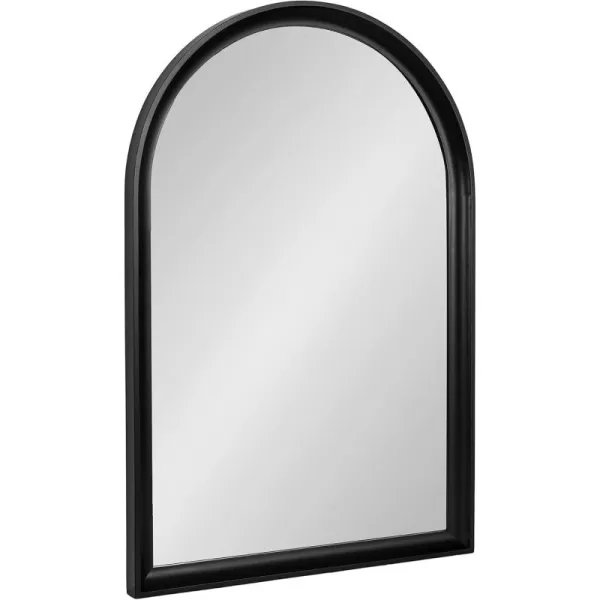 Kate and Laurel Hatherleigh Modern Transitional Arched Wooden Wall Mirror 24 x 36 Rustic Brown Decorative Wood Arch Mirror for Use in Bathroom Entryway or BedroomBlack