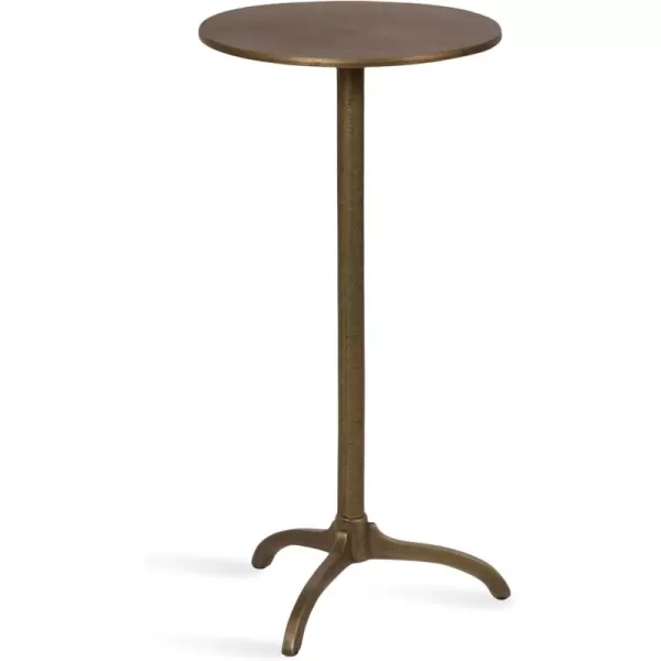 Kate and Laurel Henshall MidCentury Metal Round Side Table 12 x 12 x 24 Antique Brass Sand Cast Aluminum Sculptural Indoor Plant Stand with Tripod Base for Use as End Table or Bedroom Nightstand