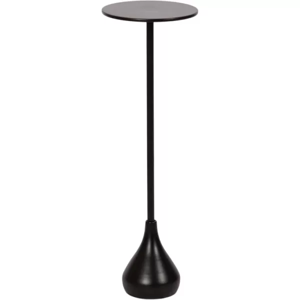Kate and Laurel Hersi Decorative Modern Pedestal Drink Table 7 x 7 x 20 Black Cast Aluminum Mini Table with Teardrop Base for Use as Small Plant Stand or Living Room Martini TableBlack