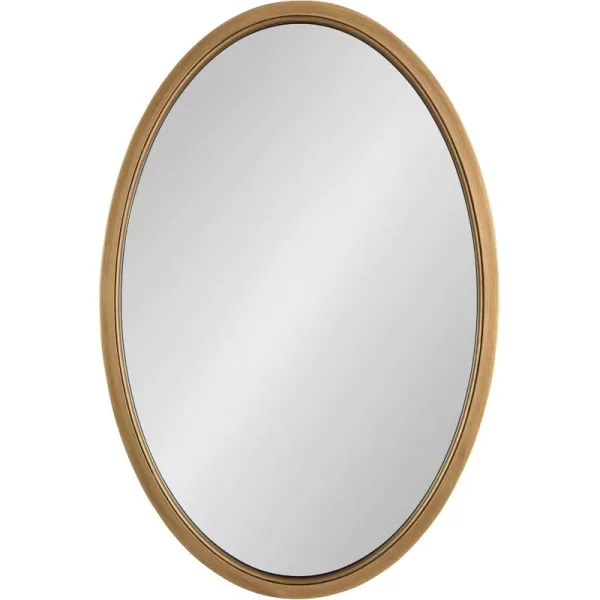 Kate and Laurel Hogan Farmhouse Oval Framed Wall Mirror 18 x 24 Natural Rustic Decorative Traditional Wood Mirror with Soft Curvature and Oval ShapeGold