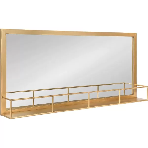 Kate and Laurel Jackson Modern Glam Metal Frame Mirror and Shelf Gold 18x40