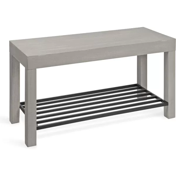 Kate and Laurel Jeran Rustic Farmhouse Bench with Iron Shoe Shelf 36quot x 14quot x 20quot Gray Chic Entry Bench for Decor or Storage