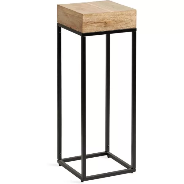 Kate and Laurel Karlsen Modern Wood and Metal Narrow Side Table 16 x 8 x 24 Black Minimal Slim End Table for Use as Bedroom Nightstand or Accent Entryway TableNaturalBlack
