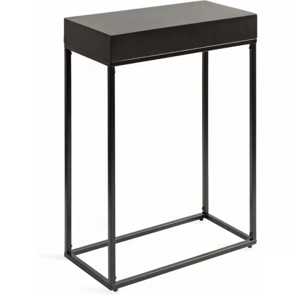 Kate and Laurel Karlsen Modern Wood and Metal Narrow Side Table 16 x 8 x 24 Black Minimal Slim End Table for Use as Bedroom Nightstand or Accent Entryway TableBlack